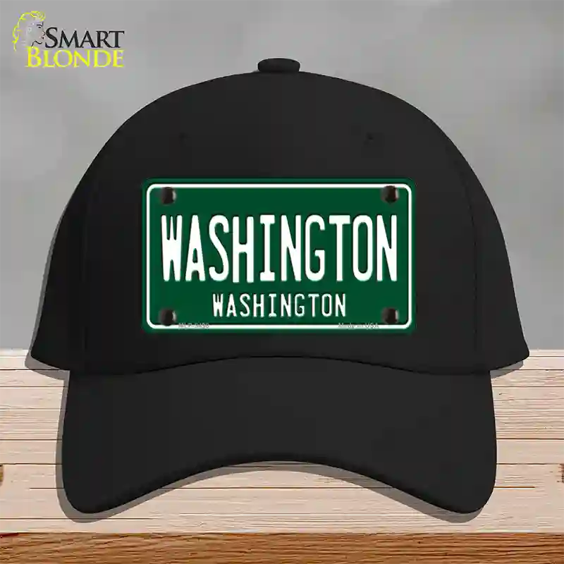 Washington Vintage Green Novelty License Plate Hat Cotton / Black