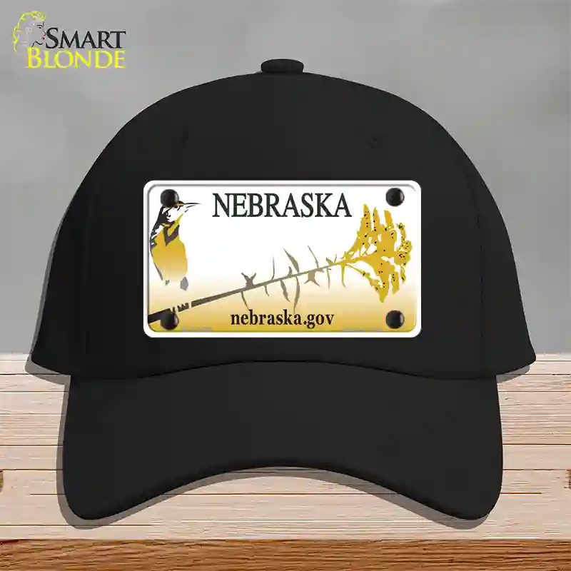 Nebraska Blank Novelty License Plate Hat Cotton / Black