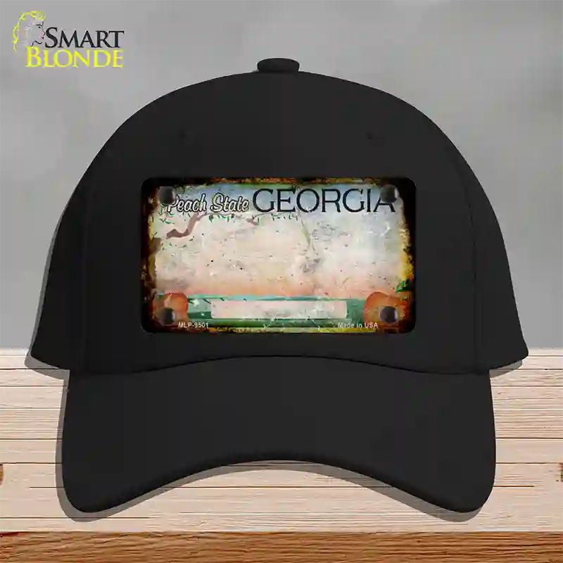 Georgia Peach Rusty Blank Novelty License Plate Hat Cotton / Black