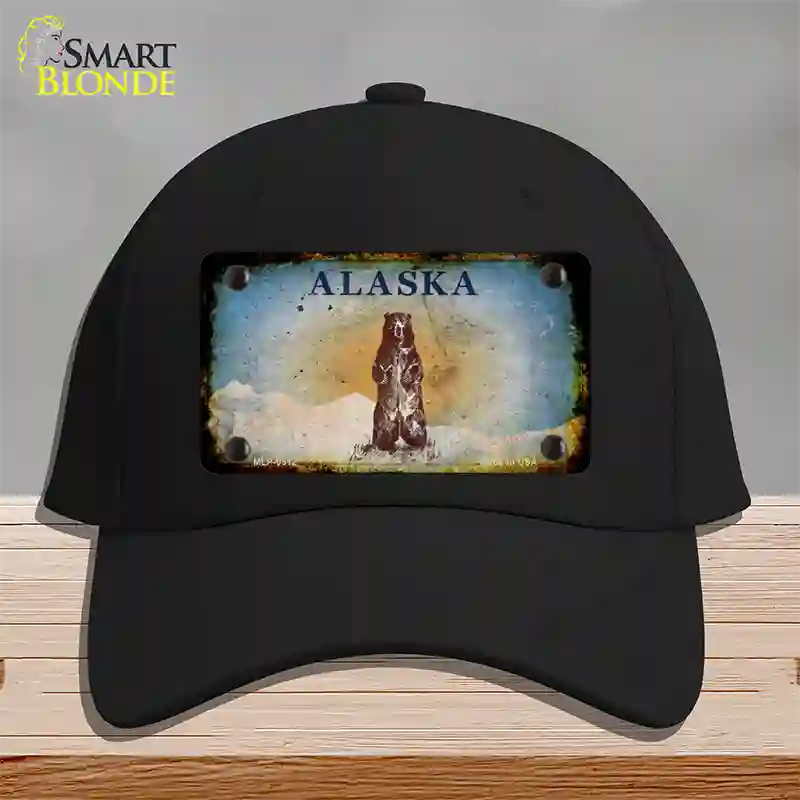 Alaska Bear Rusty Blank Novelty License Plate Hat Black Cotton