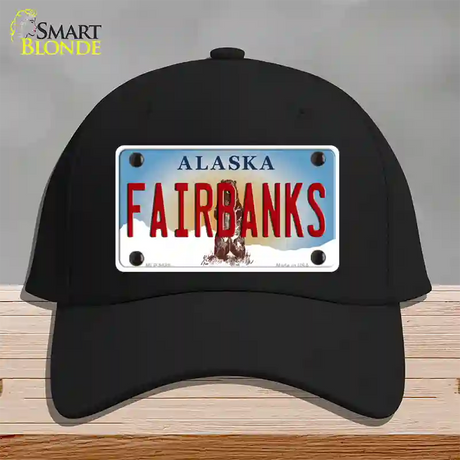 Fairbanks Alaska State Novelty License Plate Hat Cotton / Black