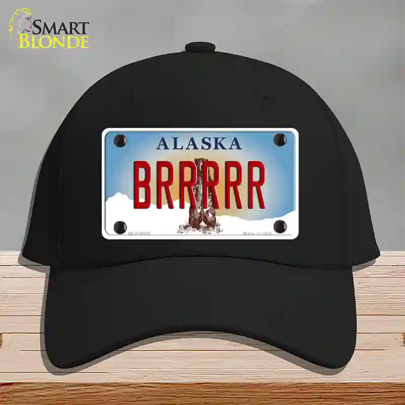 Brrrrr Alaska State Novelty License Plate Hat Cotton / Black