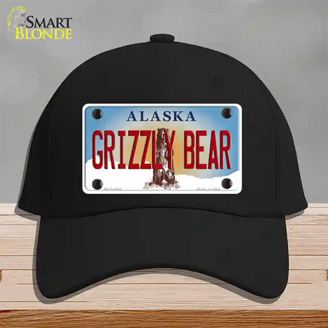 Grizzly Bear Alaska State Novelty License Plate Hat Cotton / Black