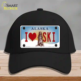 I Love Ski Alaska State Novelty License Plate Hat Cotton / Black