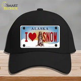 I Love Snow Alaska State Novelty License Plate Hat Cotton / Black