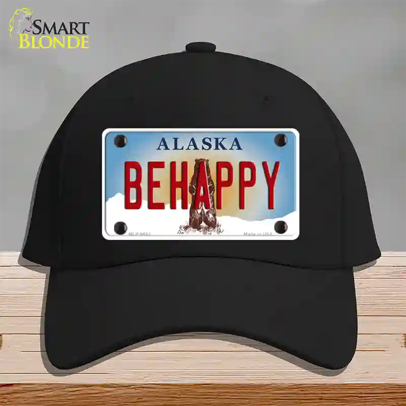 Be Happy Alaska State Novelty License Plate Hat Cotton / Black