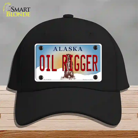 Oil Rigger Alaska State Novelty License Plate Hat Cotton / Black