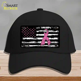 Vintage American Flag Pink Ribbon Novelty License Plate Hat Cotton / Black