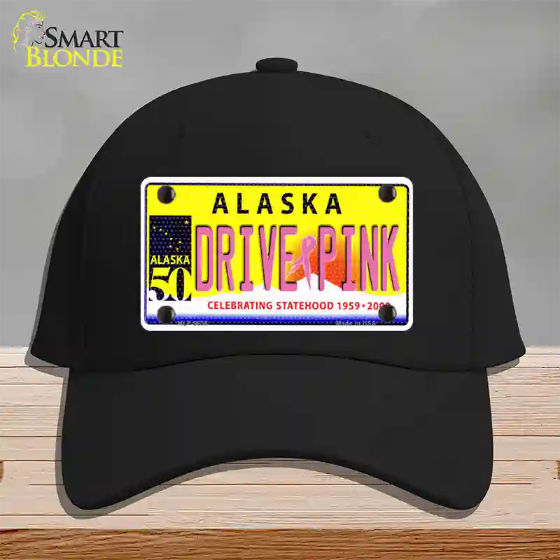 Drive Pink Alaska Novelty License Plate Hat Cotton / Black