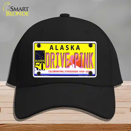 Drive Pink Alaska Novelty License Plate Hat Cotton / Black