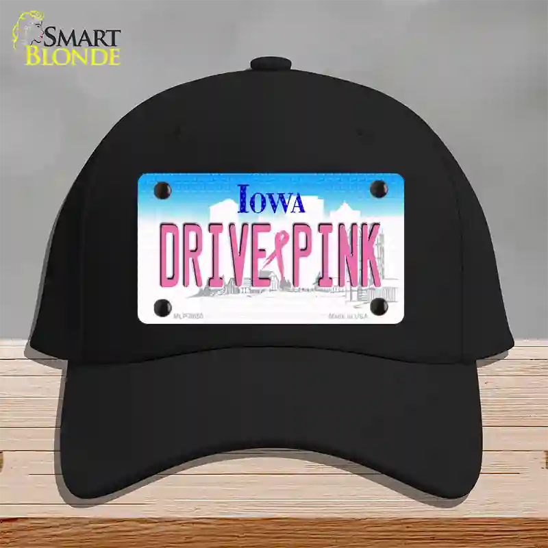 Drive Pink Iowa Novelty License Plate Hat Cotton / Black