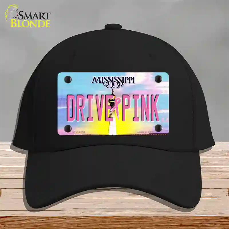 Drive Pink Mississippi Novelty License Plate Hat Cotton / Black