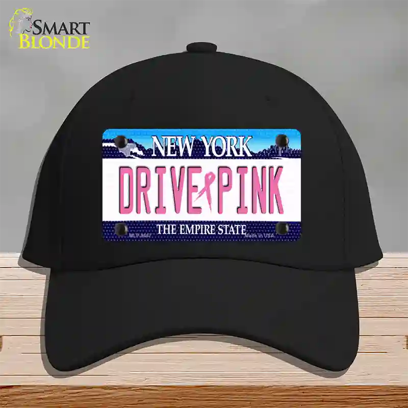 Drive Pink New York Novelty License Plate Hat Cotton / Black