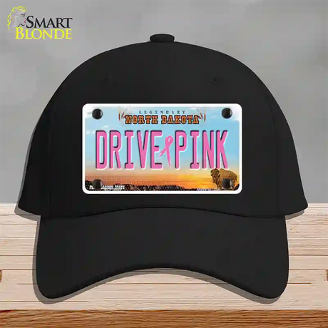 Drive Pink North Dakota Novelty License Plate Hat Cotton / Black