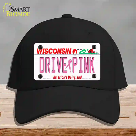 Drive Pink Wisconsin Novelty License Plate Hat Cotton / Black