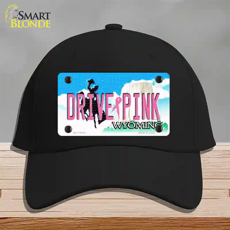 Drive Pink Wyoming Novelty License Plate Hat Cotton / Black