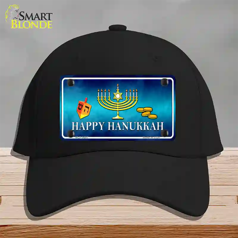 Happy Hanukkah Novelty License Plate Hat Cotton / Black