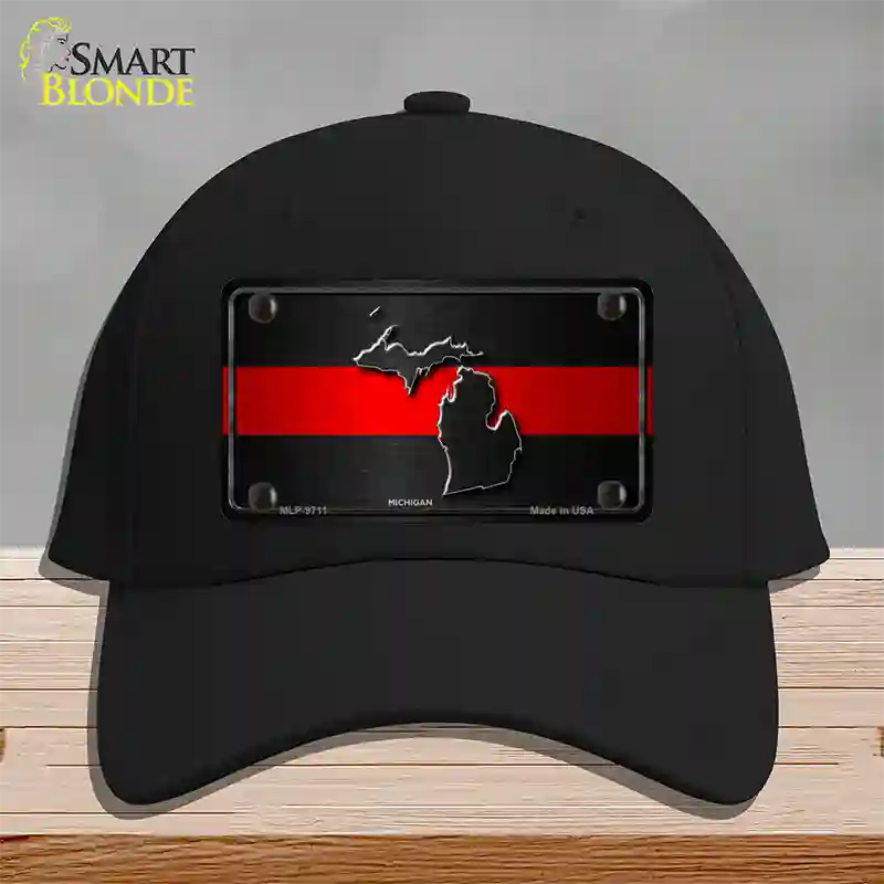 Michigan Thin Red Line Novelty License Plate Hat Cotton / Black