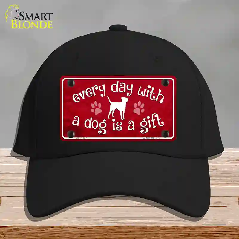 Dog Is A Gift Novelty License Plate Hat Cotton / Black