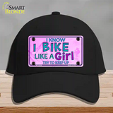 Bike Like A Girl Pink Novelty License Plate Hat Cotton / Black