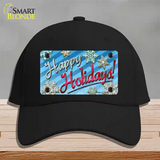 Happy Holidays Blue Novelty License Plate Hat Cotton / Black