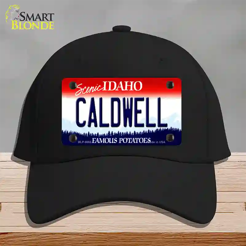 Caldwell Idaho Novelty License Plate Hat Cotton / Black