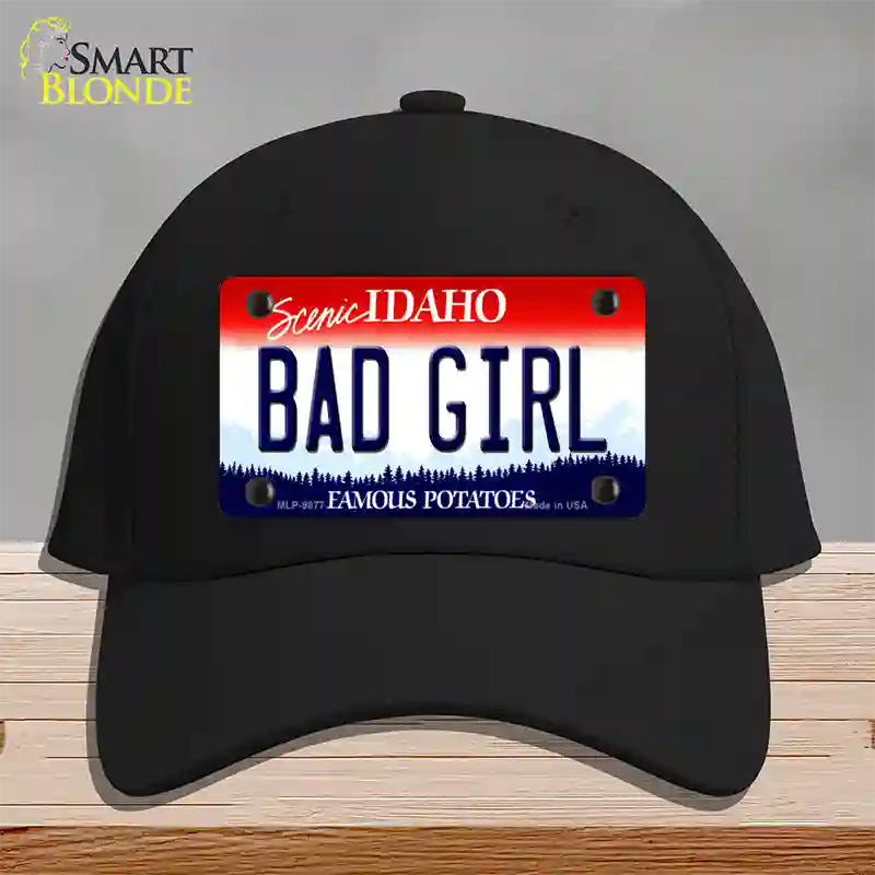 Bad Girl Idaho Novelty License Plate Hat Cotton / Black