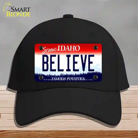 Believe Idaho Novelty License Plate Hat Cotton / Black