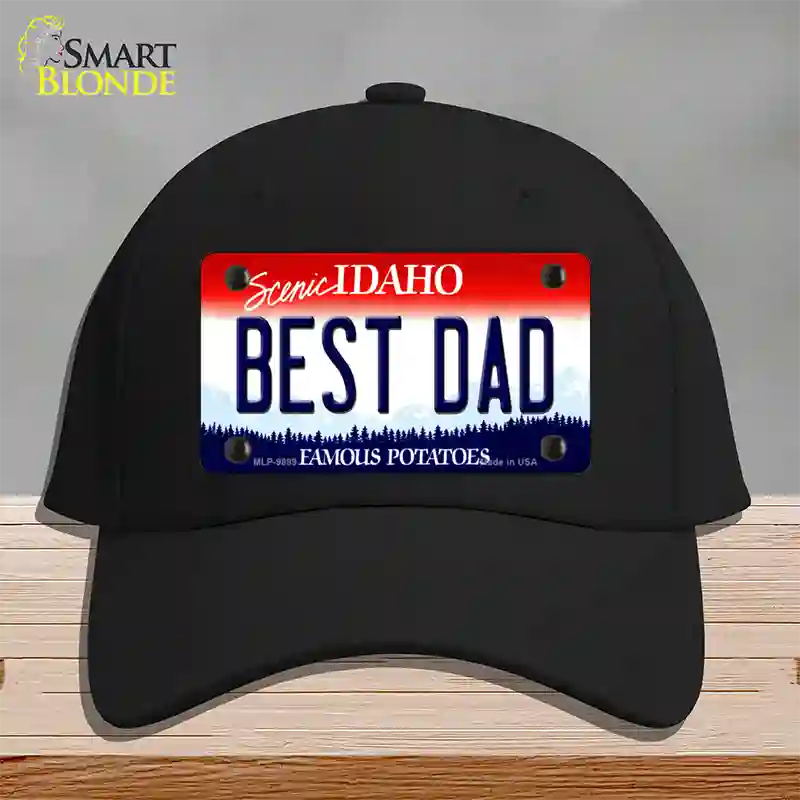 Best Dad Idaho Novelty License Plate Hat Cotton / Black