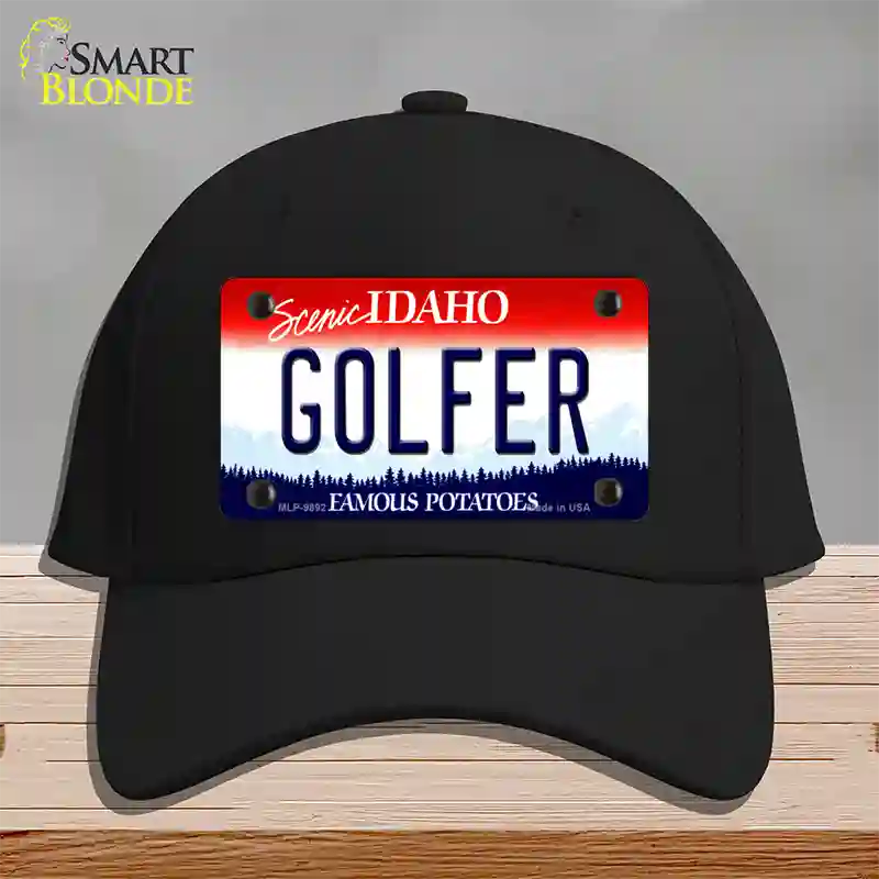 Golfer Idaho Novelty License Plate Hat Cotton / Black