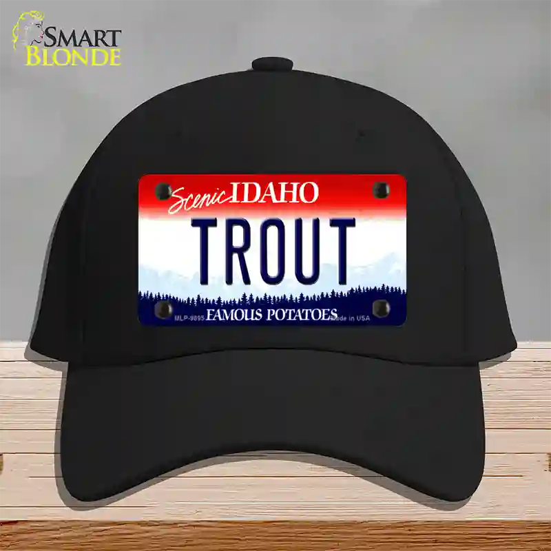 Trout Idaho Novelty License Plate Hat Cotton / Black