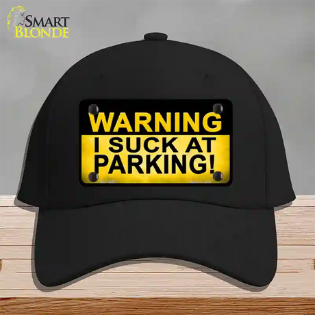 Warning Suck At Parking Novelty License Plate Hat Cotton / Black