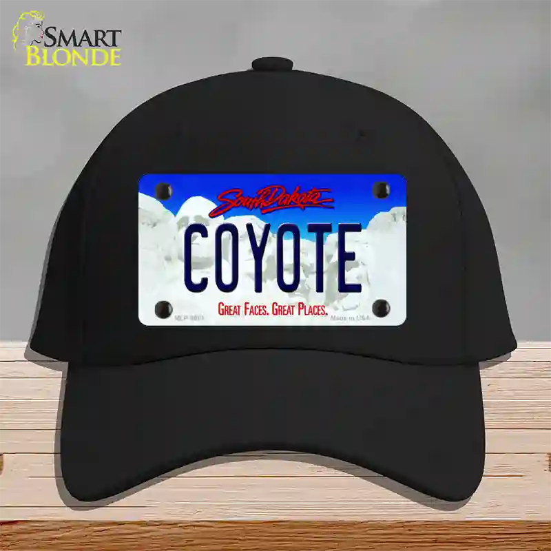 Coyote South Dakota Novelty License Plate Hat Cotton / Black