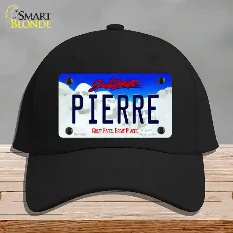 Pierre South Dakota Novelty License Plate Hat Cotton / Black