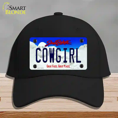 Cowgirl South Dakota Novelty License Plate Hat Cotton / Black