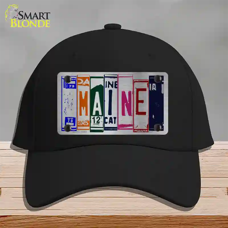 Maine License Plate Art Novelty License Plate Hat Cotton / Black