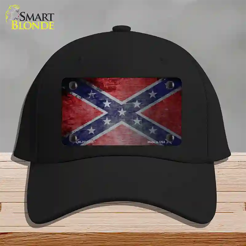 Confederate Flag Scratched Chrome Novelty License Plate Hat Cotton / Black