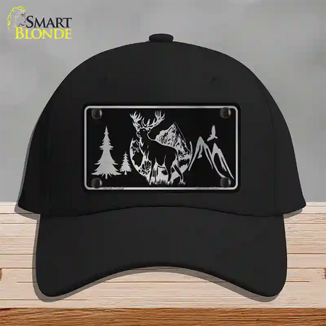 Elk Black Brushed Chrome Novelty License Plate Hat Cotton / Black