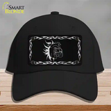 Dog In Flames Black Brushed Chrome Novelty License Plate Hat Cotton / Black