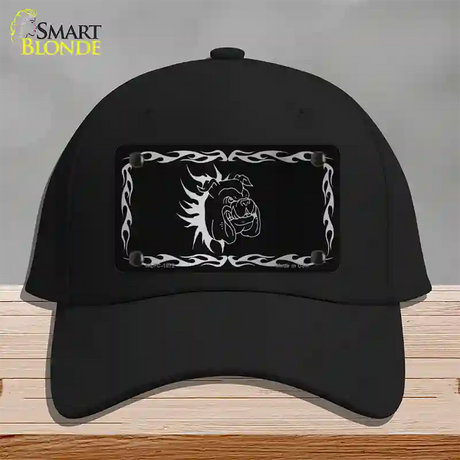 Dog In Flames Black Brushed Chrome Novelty License Plate Hat Cotton / Black