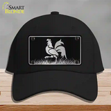 Rooster Black Brushed Chrome Novelty License Plate Hat Cotton / Black