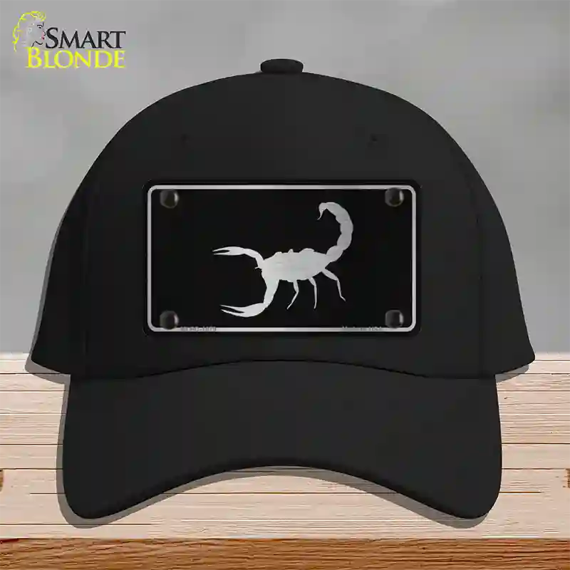 Scorpion Black Brushed Chrome Novelty License Plate Hat Cotton / Black