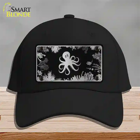 Octopus Black Brushed Chrome Novelty License Plate Hat Cotton / Black