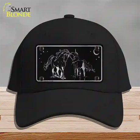 Unicorns Black Brushed Chrome Novelty License Plate Hat Cotton / Black