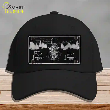 Ride Longer Live Longer Black Brushed Chrome Novelty License Plate Hat Cotton / Black