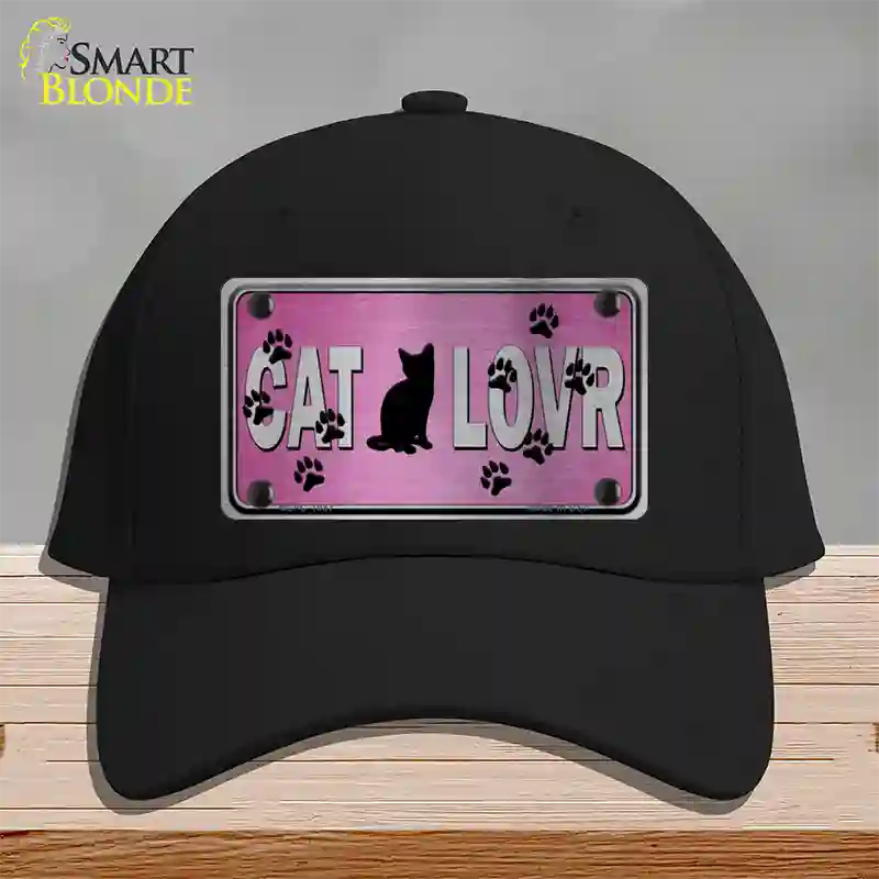 Cat Lover Pink Brushed Chrome Novelty License Plate Hat Tag Cotton / Black