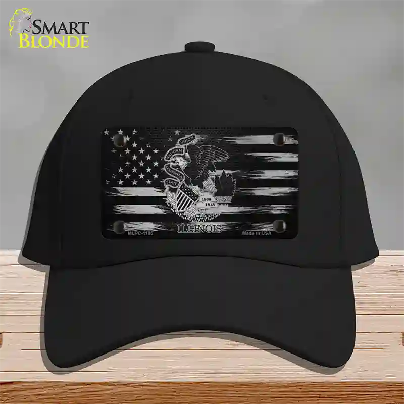 Illinois Carbon Fiber Novelty License Plate Hat Cotton / Black