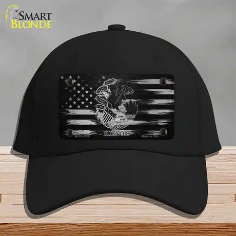 Illinois Carbon Fiber Novelty License Plate Hat Cotton / Black