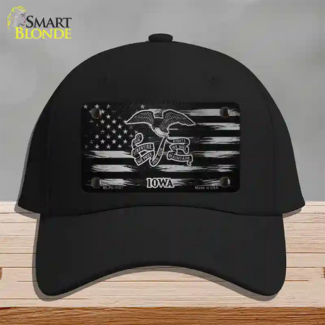 Iowa Carbon Fiber Novelty License Plate Hat Cotton / Black