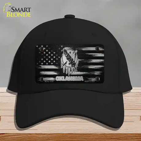 Oklahoma Carbon Fiber Novelty License Plate Hat Cotton / Black